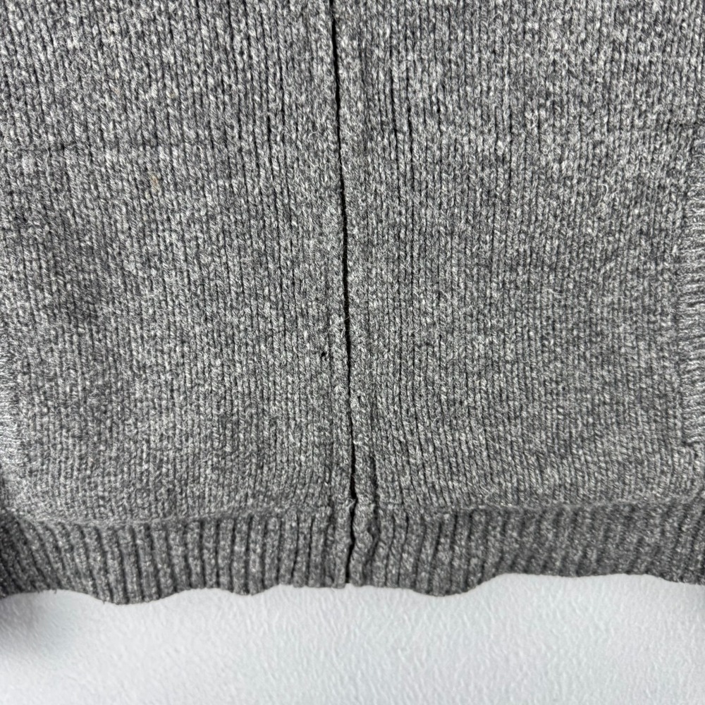LL Bean Wool Sweater Mens Medium Gray Full Zip Flannel Lined Knit Mock Neck - Picture 3 of 14